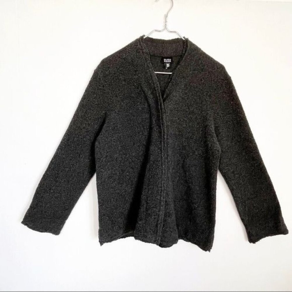 Eileen Fisher Virgin wool Cardigan Sweater gray Snap Closure Medium